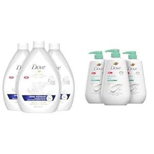 Dove Advanced Care Hand Wash Deep Moisture Pack of 3 & Sensitive Skin Body Wash, Hypoallergenic and Paraben-Free, 30.6 fl oz (Pack of 3)