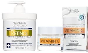 Advanced Clinicals Retinol Firming Cream + Vitamin C Face Brightening Gel-Cream Set