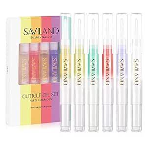SAVILAND Cuticle Oil for Nails, 6PCS Cuticle Oil Pen for Nail Growth Treatment - Nail Strengthener for Thin Nails and Growth Nail Oil Home Nail Care Kit Pedicure Supplies Manicure Tools