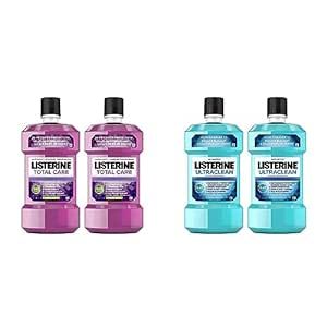 Listerine Total Care Antiseptic Fluoride Mouthwash, 6 Benefits in 1 Oral Rinse & Ultraclean Oral Care Antiseptic Mouthwash, Everfresh Technology to Help Fight Bad Breath