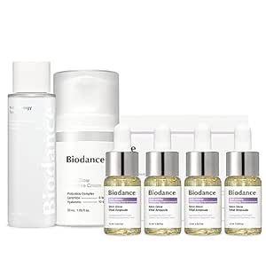 Biodance Basic Skincare Signature Set, Skin Glow Vital Ampoule (10ml x4) + Skin Glow Essence Cream (50ml) + First Synergy Toner (100ml), Intensive Moisturizing Bundle