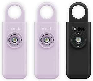 Hootie Personal Keychain Alarm for Women, Men, and Kids Protection - Hand Held Safety Siren, Lavender and Black (3pck)