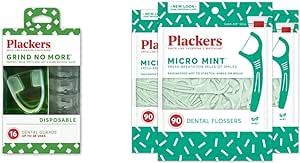 Plackers Grind No More Night Guard, Nighttime Protection for Teeth, BPA Free, Sleep Well, Ready to Wear, Disposable, One Size Fits All, 16 Count & Micro Mint Dental Floss Picks, 90 Count (Pack of 3)