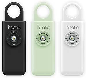 Hootie Personal Keychain Alarm for Women, Men, and Kids Protection - Hand Held Safety Siren, Black, Mint, and White (3 Pack)
