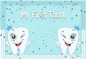 Baocicco 5x3ft My First Tooth Backdrops for Photography Blue Stars Cute Tooth Photo Background 1st Birthday Tooth Celebration Party for Kids Bday Party Baby Shower Kids Girls Boys Portrait
