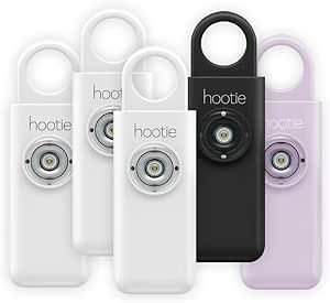 Hootie Personal Keychain Alarm for Women, Men, and Kids Protection - Hand Held Safety Siren, White, Black, and Lavender (5 Pack)