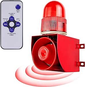 Y DIANS S Motion Detection Siren Alarm 120dB Loud Horn Motion Sensor with Strobe Light and Remote Control for Factories, Warehouses and Docks, 25 Watts AC110