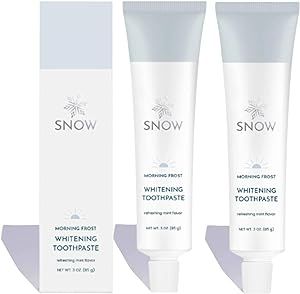 SNOW Whitening Toothpaste, Morning AM Toothpaste, No Fluoride, No Sulfate, Non-GMO Snow Toothpaste Whitening Oral Care Product, Pairs w/Whitening Strips - Peppermint Flavor (Morning Frost - 3 Pack)