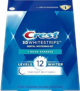 Crest 3D Whitestrips, 1 Hour Express, Teeth Whitening Strip Kit, 20 Strips (10 Count Pack)