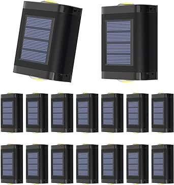 Codian 16 Pack Solar Wall Lights, Solar LED Lights for Outdoor, Up and Down, Waterproof Solar LED Lights for Step, Railing, Fence, Pool, Wall, Patio, Garden, Stair, Yard and Driveway Path (Warm White)