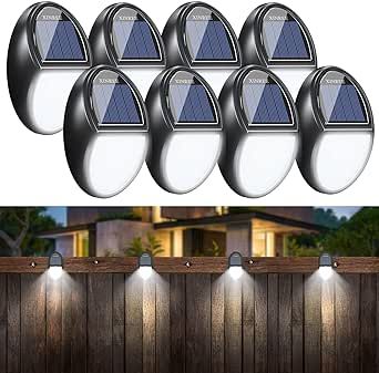 XINREE Solar Lights Outdoor Deck Lights, Waterproof Lamps for Wall Porch Pool Front Door Yard Stairs (8Pack x 10LED)