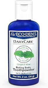 Eco-Dent DailyCare Baking Soda Toothpowder, Mint - Fluoride-Free Toothpaste Powder, SLS-Free Tooth Powder with Baking Soda, Minerals, and Essential Oils, Toothpaste Alternative, 2 Oz