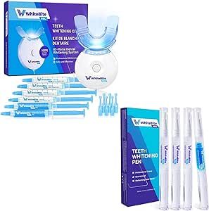 Whitebite Pro Teeth Whitening Bundle - Kit & Pen Combo for Dramatic Whitening Results with 35% Carbamide Peroxide, LED Light, and Remineralization - Professional Dental-Grade Whitening at Home