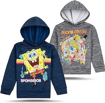 Nickelodeon 2 Pack Spongebob and Rugrats Soft Fleece Hoodies for Boys, Lightweight Graphic Pullover Sweatshirts